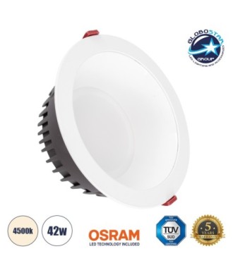 GLOBOSTAR® PANELCO 60195 Χωνευτό Downlight Panel Οροφής LED 42W 5040lm 60° AC 220-240V IP20 Φυσικό Λευκό 4500K - Osram COB Chip & TÜV SÜD Driver - Λευκό Γαλακτερό - Μ22 x Π22 x Υ9.5cm - Q20cm - 5 Χρόνια Εγγύηση